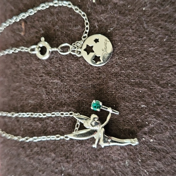 Echanted Disney Tinker Bell sterling pendant, Silver and green stone - Picture 3 of 5